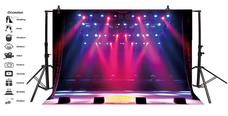Leyiyi 10x6.5ft Stage Spotlight Backdrop Concert Live Plateform Banner Gloomy Night Scenic Background Superstar Drama Play Music Show Kids Birthday Adults Vlogger Portrait Studio Prop Vinyl Wallpaper - Image 3